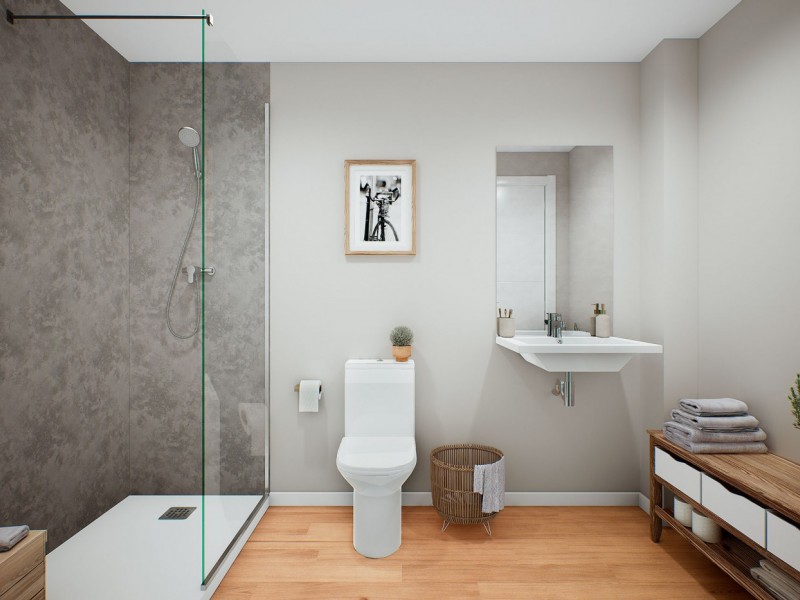 Baño (espejo, mampara y muebles no incluido)